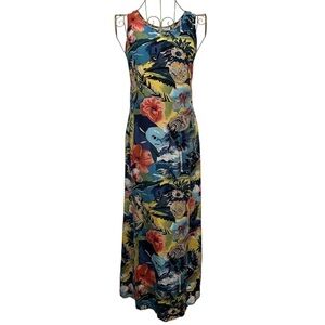 HILO HATTIE Island Collection 100% Silk Tropical Maxi Dress Vintage Size Small